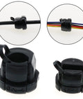Durable Nylon Strain Relief Kit For Cables And Wires 12 Pieces Black Grommet Bushings with 6N-4 Round and 4N-4 Flat close-up