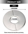 Three Pack Self Adhesive Split Flange Covers Twenty Eight Millimeter Snap On Pipe Sleeve Durable Stainless Steel Decorative Trim, 1.1 in size.