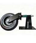 Tough As Nails Eight Inch Heavy Duty Gate Caster Featuring Built In Spring Loaded Swivel For Wooden Fences That Rolls Smooth And Handles Up To 1000 Pounds Easily, showing 8 inch rubber wheel with steel bracket.
