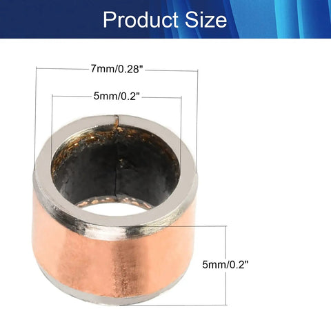 Rock Solid Oilless Plain Sleeve Bearing 5mm Id X 7mm Od X 5mm Length Carbon Steel Bronze Bushing with size dimensions
