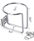 Two Stainless Steel Boat Ring Cup Drink Holders Universal Fit For Marine Yacht Truck RV Car And Trailer With Mounting Screws