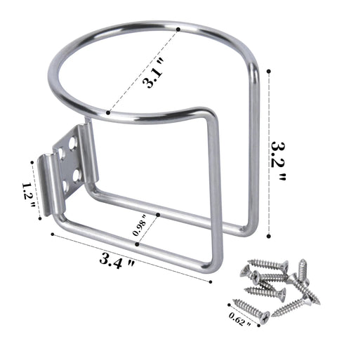 Two Stainless Steel Boat Ring Cup Drink Holders Universal Fit For Marine Yacht Truck RV Car And Trailer With Mounting Screws