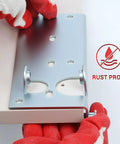 Person holding beefed up heavy duty replacement garage door bottom roller brackets with seven sixteenth inch diameter roller stem.