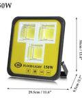 Knockout Brightness Rechargeable Led Work Light With Solar Charging And Remote Control Waterproof Portable Floodlight 150W with IP67 rating.