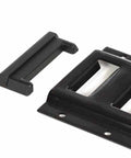 Horizontal E Track Rail End Caps For Trailers And Trucks, black plastic end protectors shown in close-up