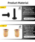Pro Grade Wood Furniture Hardware Kit with carbon steel screws and nuts, surface galvanized for strength and corrosion resistance.