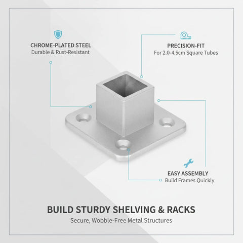 Chrome Plated Steel Square Tubing Connector Slip Fit Joint for Easy No Weld Shelving and Rack Building product diagram