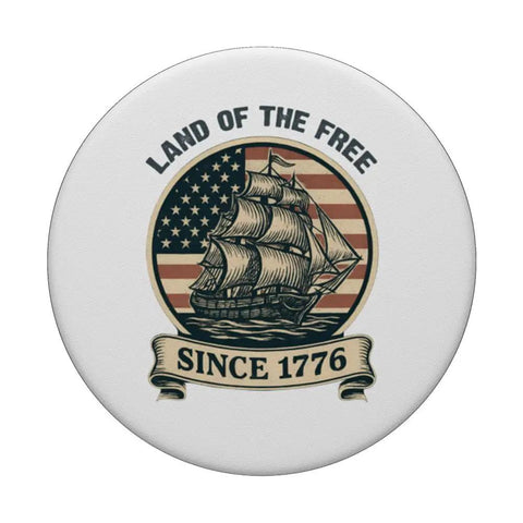 All American Flag Sailboat PopGrip Adhesive Holder For PopSockets Case Retro Patriotic Design Celebrating 1776 July 4th