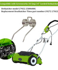 36 Pack Dethatcher Tines Replacement Compatible With Greenworks 27022 And 2500600G shown with 14 Inch Corded Dethatcher