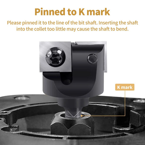 CNC Spoilboard Surfacing Router Bit With One Inch Cutting Diameter And Quarter Inch Shank Carbide Insert shown with K mark