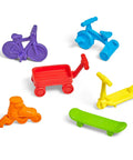 Colorful Neighborhood Wheels Math Counters For Kids With Super Cool Vehicle Designs, 6 durable plastic pieces for sorting.