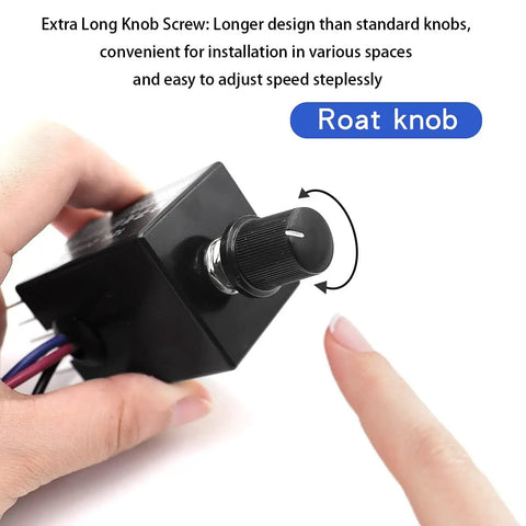 Hand adjusting knob on Dual Voltage 12V And 24V DC Motor Speed Controller With 10A Output Knob Adjustable Stepless Regulator