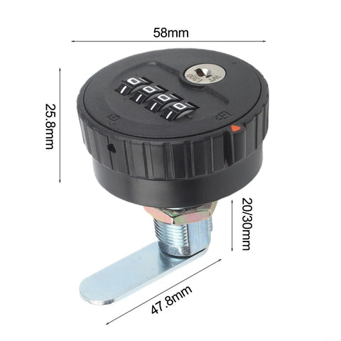 Drawer Combination Lock With Key And Password Code For File Cabinets And Storage Doors 30mm Black Cam Lock side view
