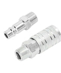 Premium 4 Piece Air Hose Fitting Kit 1/2 Inch NPT Quick Connector Set with Six Ball Locking System For High Tools And Pneumatic Gear Up To 300 Psi, steel fittings