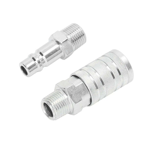 Premium 4 Piece Air Hose Fitting Kit 1/2 Inch NPT Quick Connector Set with Six Ball Locking System For High Tools And Pneumatic Gear Up To 300 Psi, steel fittings