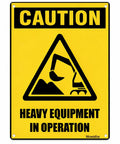 Heavy Equipment In Operation Aluminum Warning Sign 12x8 Inches Durable Construction Site Safety Sign With High Visibility Yellow And Black Bold Caution Graphic Pre Drilled Holes For Easy Mounting.