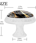 Slick Abstract Marble Fluid Art White Glass Drawer Knobs Set In Black Gold Finish 4 Pack For Dresser Cabinet Hardware