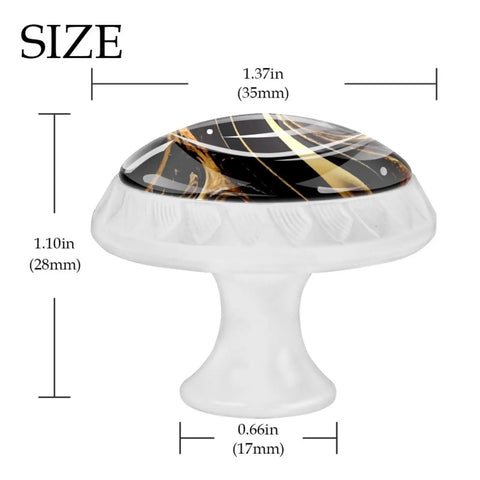 Slick Abstract Marble Fluid Art White Glass Drawer Knobs Set In Black Gold Finish 4 Pack For Dresser Cabinet Hardware