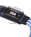Close-up of Two Pack 30A Brushless ESC Speed Controllers With XT60 Connectors And 3.5mm Bullet Plugs For RC Drones Planes And Helis