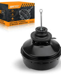 54-74823 Vacuum Power Brake Booster Beefy Reinforced Build For Chevy And Buick With Solid Stopping Power and front view showing black steel housing.