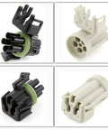 Rock Solid 5 Pin Weather Pack 20 Amp Wiring Kit With Male Female Terminals Seals And Quick Disconnect Splice Housing For Hot Rods And Rigs, black and white connectors