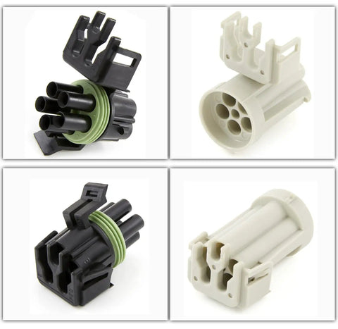 Rock Solid 5 Pin Weather Pack 20 Amp Wiring Kit With Male Female Terminals Seals And Quick Disconnect Splice Housing For Hot Rods And Rigs, black and white connectors