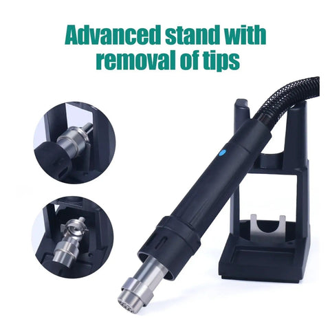 993DM II 1000W Desoldering Hot Air Soldering Station tip removal detail on stand