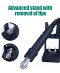 Pro Grade 1000W Desoldering Hot Air Soldering Station With Intelligent Display shown with easy tip removal stand.