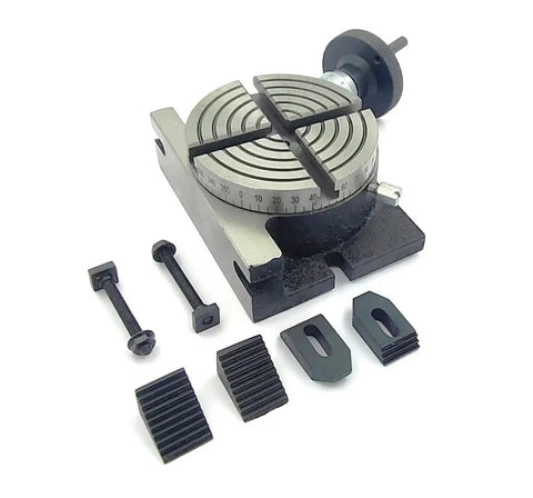 Beefy 4 Inch Rotary Table With ER20 Collet Adaptor And M6 Clamp Kit For Small Milling Machines, Cast Iron, 360 Degree Graduation