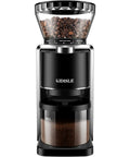 Kidisle Conical Burr Coffee Grinder With 35 Precision Settings Anti Static Design For Espresso Drip And French Press in black finish.