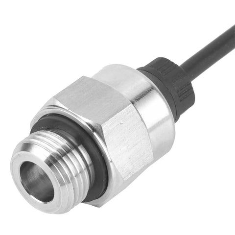 Close-up of the High Precision Pressure Sensor Transducer For Water Oil Fuel And Air, 1/8 Inch NPT Thread, Stainless Steel Construction, Analog Output, 100 PSI