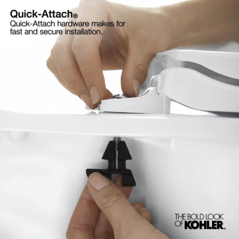 Installing Cachet Nightlight Q3 PB Toilet Seat With No Slam Quiet Close Round White Grip Tight Bumpers using quick-release hinges
