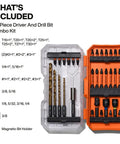 32 Piece Drill And Driver Bit Set With Titanium Coated Drill Bits And Impact Rated Driver Bits Quick Connect Shanks