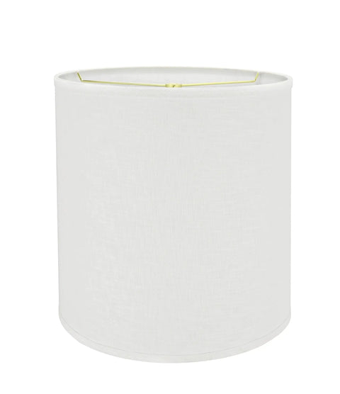 Transitional Drum Lamp Shade With Spider Construction, Beige Linen, 14 Top x 15 Bottom x 15 Height, Off White Cylinder Style