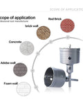 Beefed Up 15 Piece Concrete Hole Saw Kit with SDS Plus Shank, 6 hole sizes shown with examples of masonry applications.