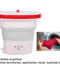 Pink 6 Liter Mini Foldable Washing Machine With Negative Ion Tech Lightweight Portable Clothes Cleaner for travel and small spaces.