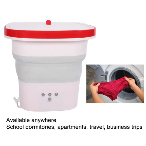 Pink 6 Liter Mini Foldable Washing Machine With Negative Ion Tech Lightweight Portable Clothes Cleaner for travel and small spaces.