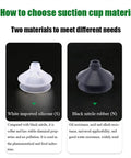 Image comparing white imported silicone and black nitrile rubber suction cups for industrial uses.