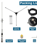 Dual Band Mobile Antenna For 2M And 70CM With Ground Plane Kit, High Gain VHF UHF 144 430 MHz, Magnetic Mount, 13ft Coax components