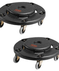 Heavy Duty Trash Can Dolly For 20 32 44 And 55 Gallon Bins Two Pack with smooth swivel wheels shown from above