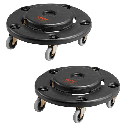 Heavy Duty Trash Can Dolly For 20 32 44 And 55 Gallon Bins Two Pack with smooth swivel wheels shown from above