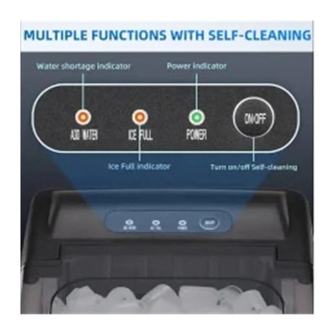 Hassle Free Countertop Ice Maker With Small And Large Cube Options For Campouts Tailgates And Home Bars control panel showing indicators.