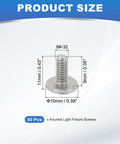 Dang Solid 50 Pack Knurled Thumb Screws With Smooth Nickel Coating And Trusty 832 Threads showing product dimensions and measurements.