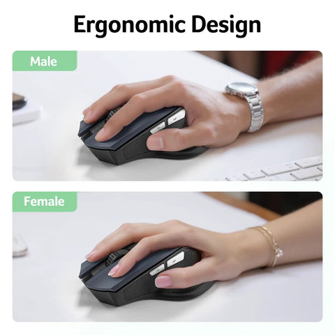 Wireless Mouse For Laptop And PC Desktop With 2.4GHz USB Receiver 6 Buttons And 1600 DPI Adjustable For Medium To Large Hands Cordless No Cable Needed Plug And Play