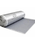 Premium Acoustic Floor Underlayment Roll Featuring Hella Quiet Thermal Eva Foam And Silver Foil Vapor Barrier For Superior Moisture Shield.