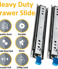 Rock Solid Heavy Duty Drawer Slides With Lock Full Extension Ball Bearing Runners 120kg Capacity, quality steel runners with smooth pull.