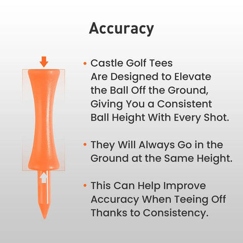 Orange Castle Golf Tees Two And One Quarter Inch With Stopper 50 Pack Pro Grade Durable Plastic Tees For Consistent Height