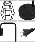 Components of Two Pack USB Edison Desk Lamps With Dual USB Ports And 2 Prong Outlet, Industrial Wire Cage Reading Lamps details.