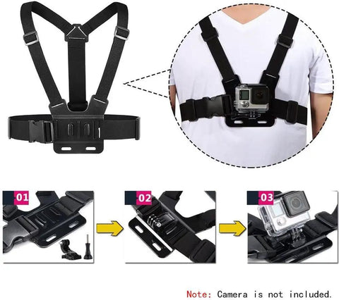 All In One Universal Action Camera Head Strap And Chest Harness Mount Kit For GoPro And Most Sports Cams Like AKASO set overview