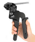 Heavy Duty Stainless Steel Zip Ties Cutter And Cable Tie Gun Portable Tension Tool For Cutting Stainless Steel Ties Pro Grade Adjustable Pressure Clean Cut Edges Durable Black Handheld Cutter in hand